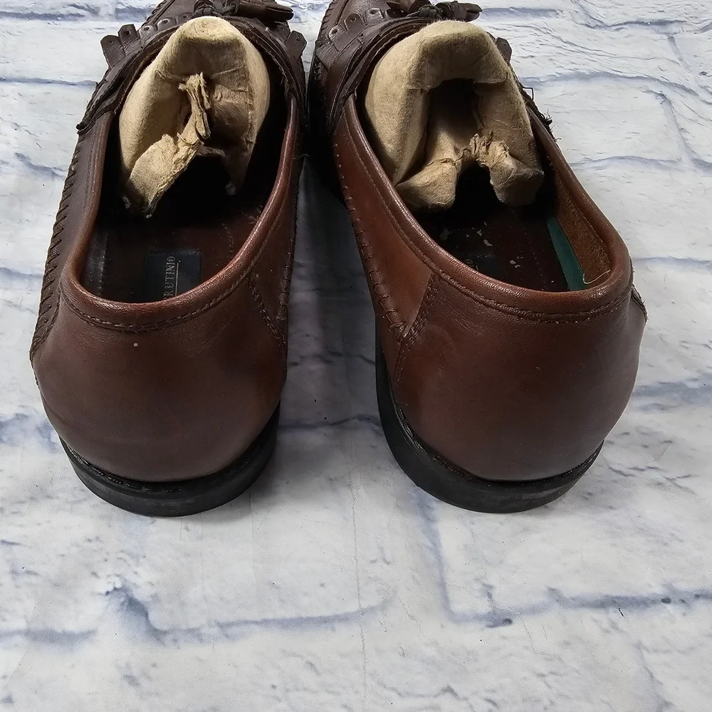 Giorgio Brutini KT Gel Moc Tassel Loafer MENS 12 Brown Leather Kiltie Whipstitch